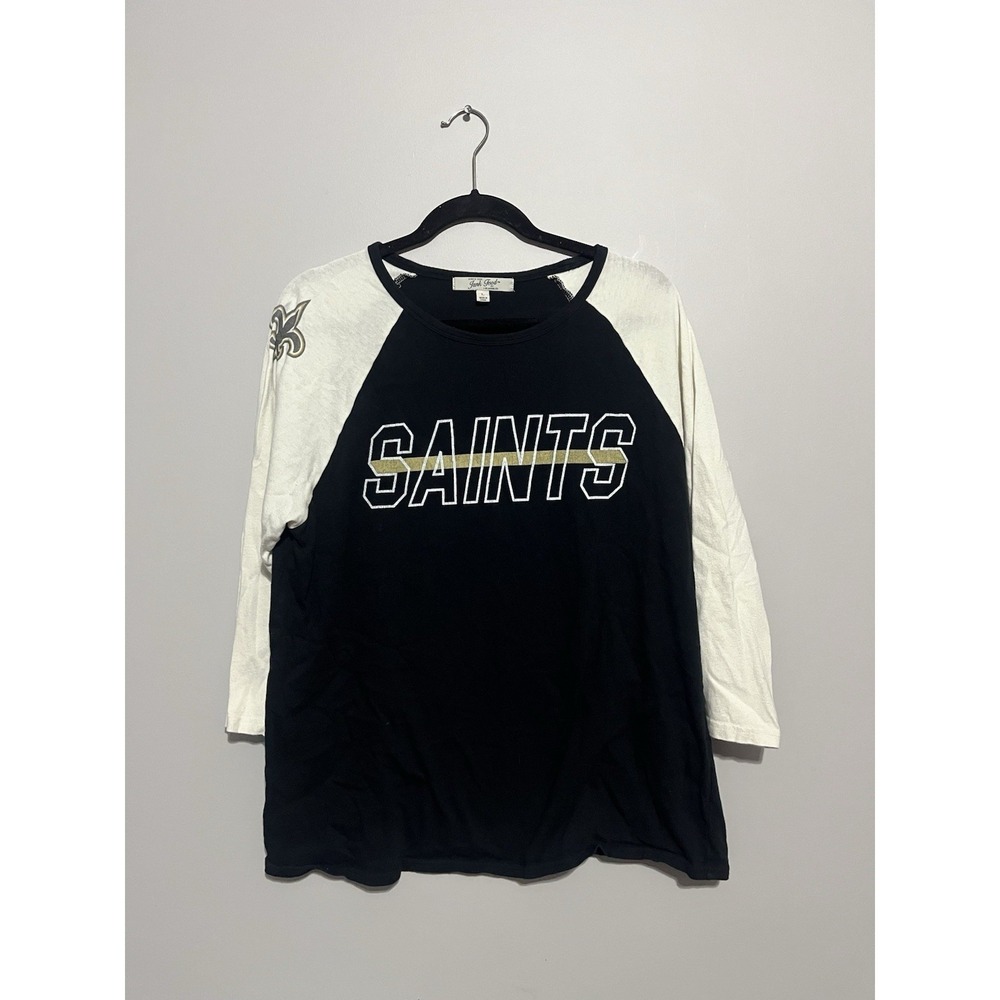 Men's Junk Food Black/White New Orleans Saints  3/4-Sleeve Raglan T-Shirt Large